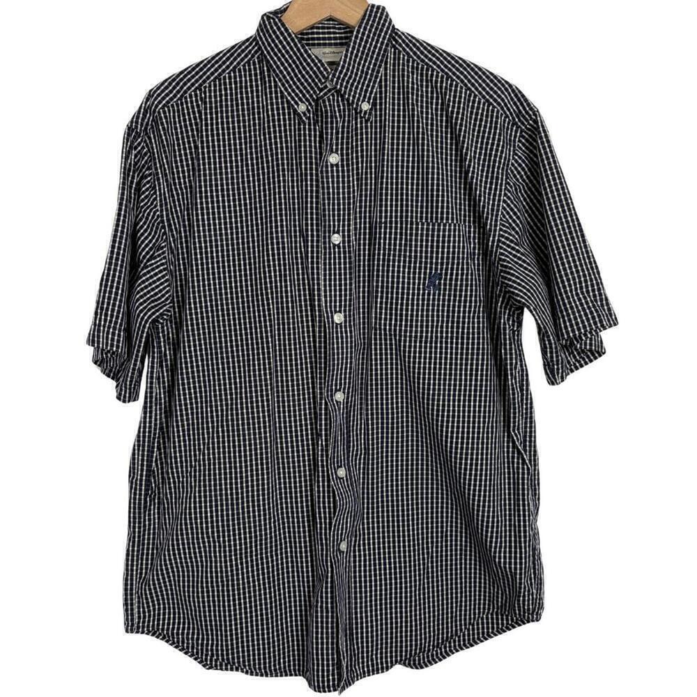 Walt Disney World Blue and White Gingham Embroidered Button Down Size: M